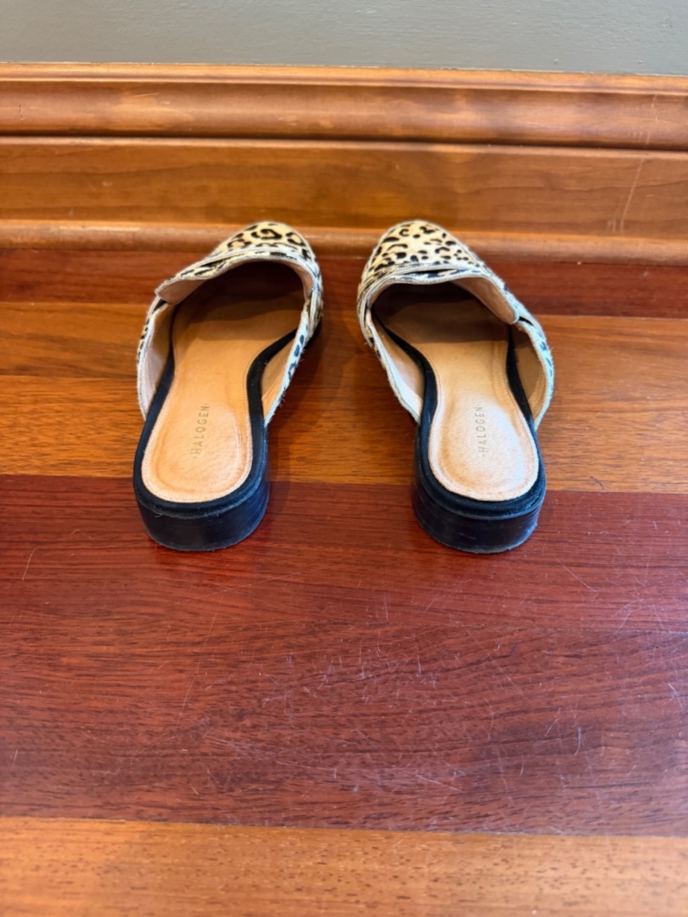 Halogen Violet Leopard Print Genuine Calf Hair Mules, Size 7.5 - Picture 5 of 10